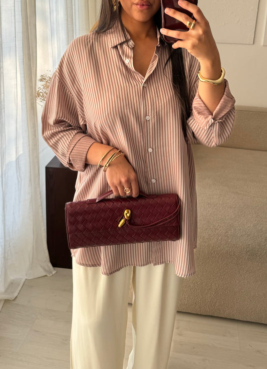 Chemise oversize rose