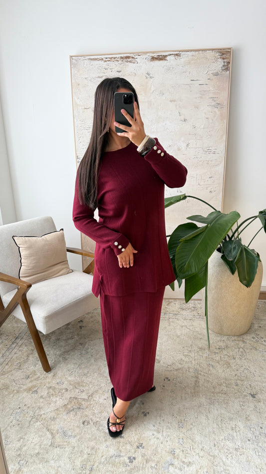 Ensemble jupe en Maille Burgundy