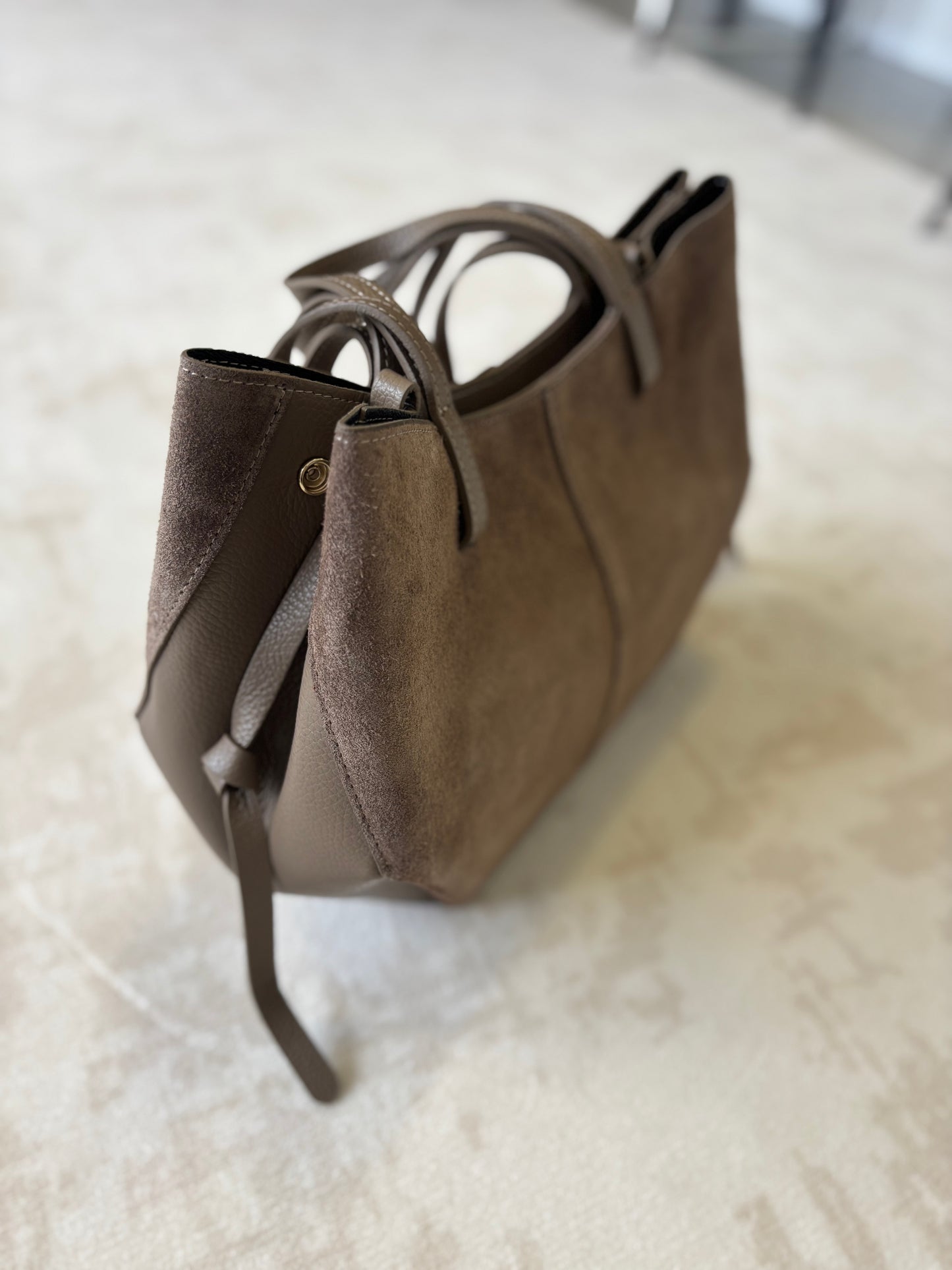 Sac à main en cuir véritable Taupe